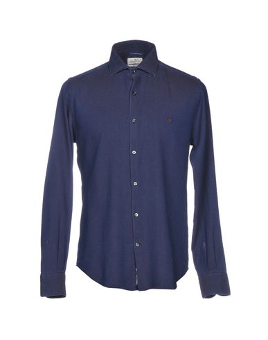 Shop Brooksfield Man Shirt Midnight Blue Size 17 ½ Cotton