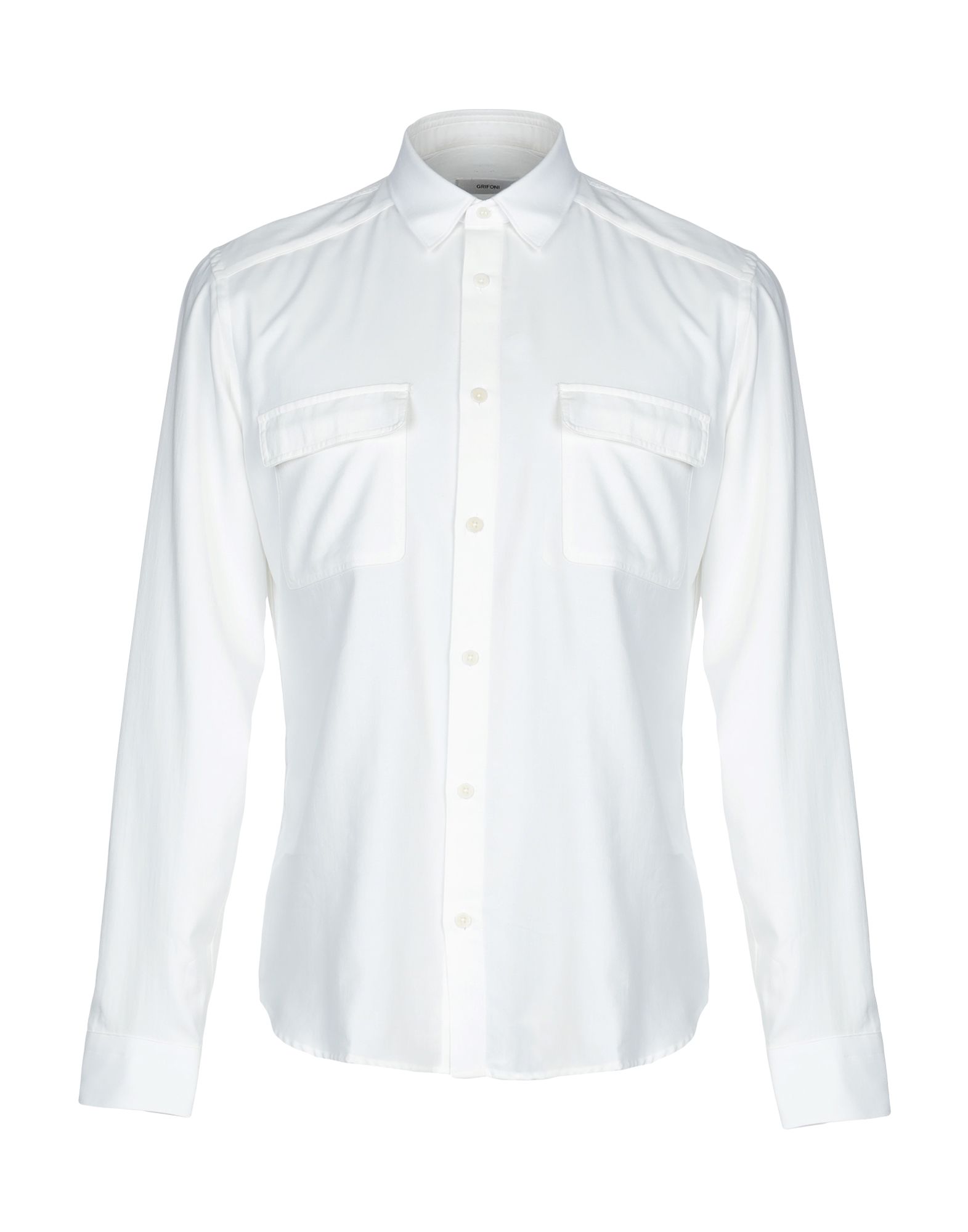 《送料無料》MAURO GRIFONI メンズ シャツ ホワイト 38 コットン 100%