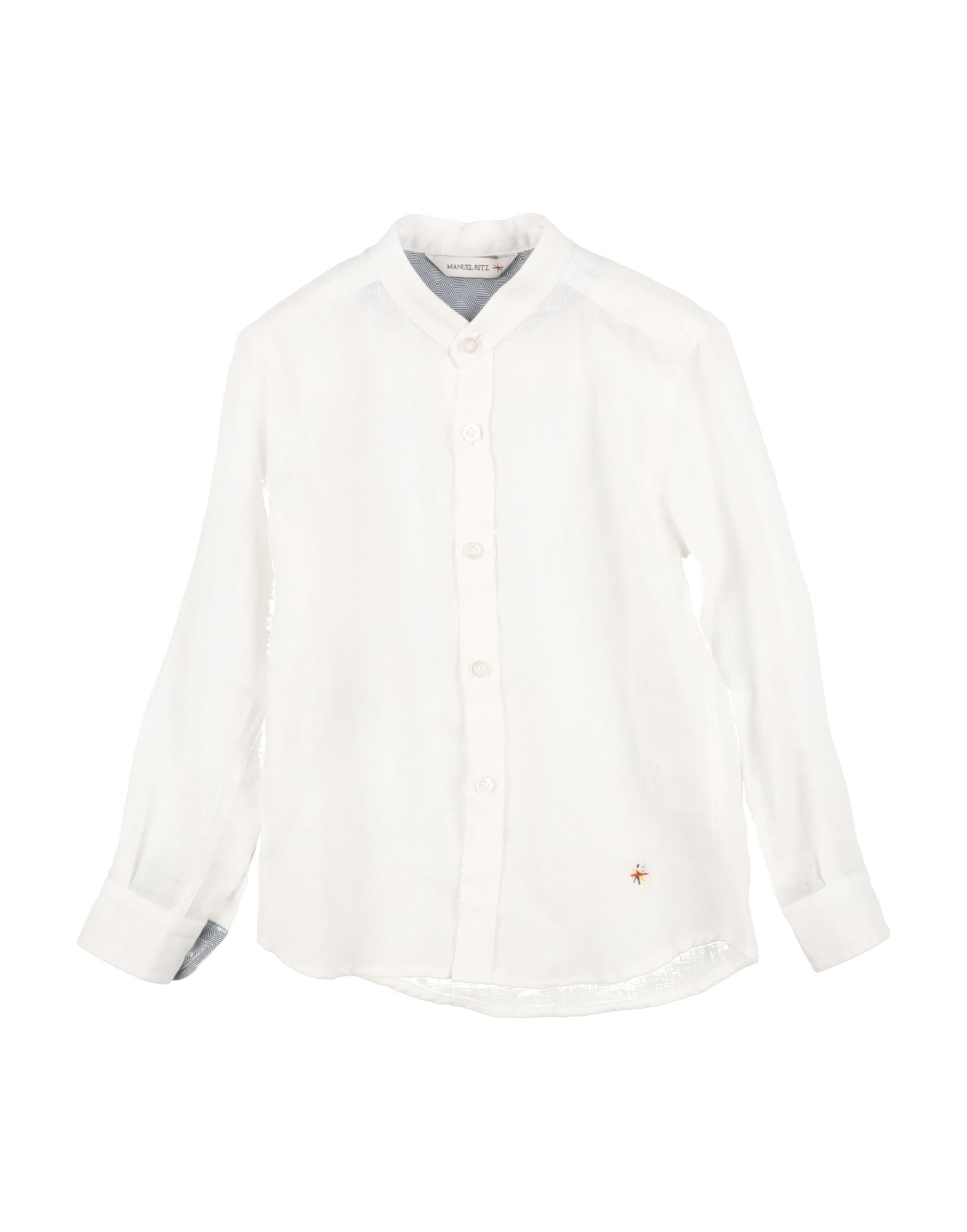 ＜YOOX＞ ★52%OFF！MANUEL RITZ ボーイズ 3-8 歳 シャツ ホワイト 3 麻 100%画像