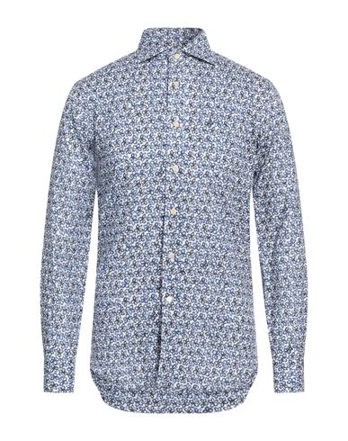 Alessandro Gherardi Man Shirt White Size 15 ½ Linen, Cotton In Blue
