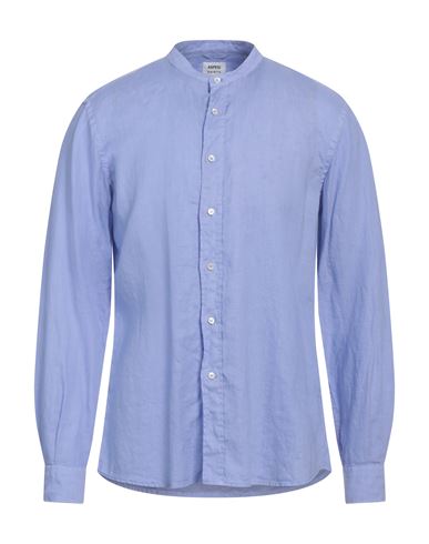 Aspesi Man Shirt Light Blue Size 16 Linen In Blue