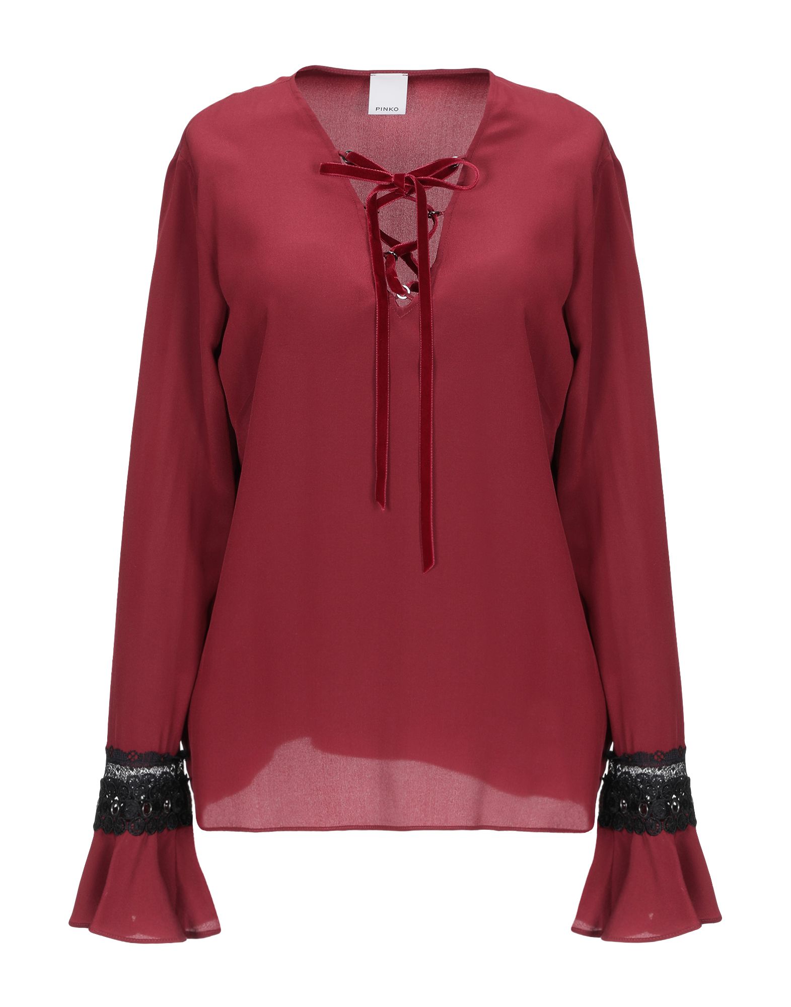 Shop Pinko Woman Top Burgundy Size 4 Silk, Polyester, Viscose, Polyamide In Red