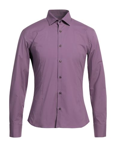 Takeshy Kurosawa Man Shirt Mauve Size M Cotton, Elastane In Purple