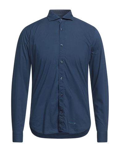 Tintoria Mattei 954 Man Shirt Navy Blue Size 15 Cotton
