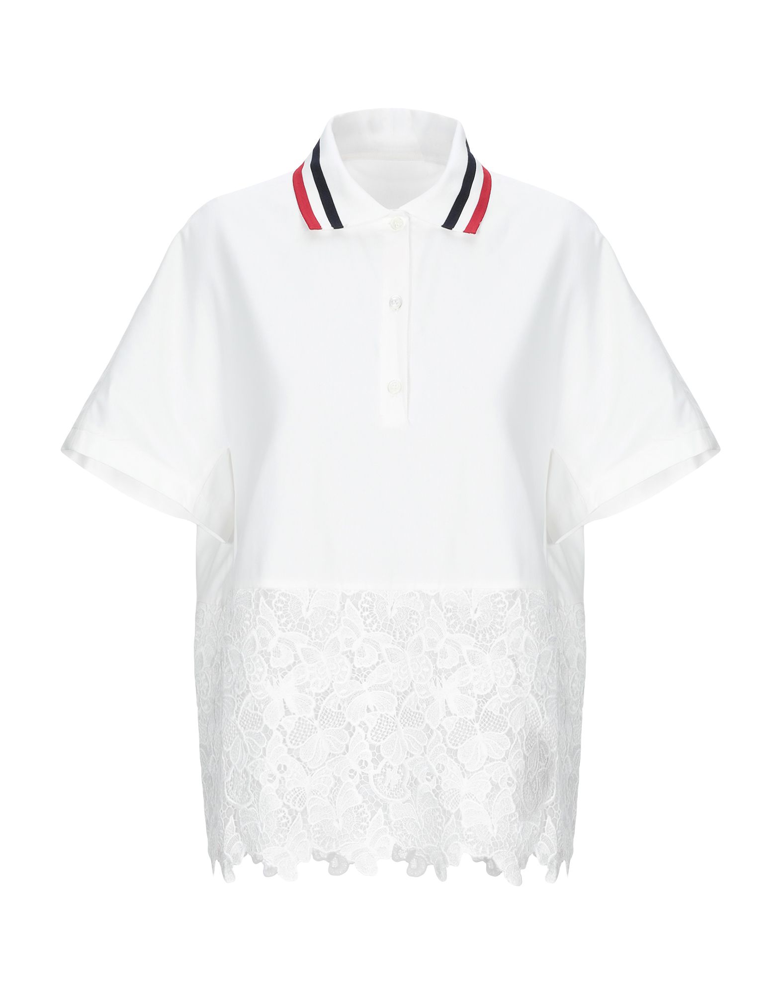 《セール開催中》MONCLER GAMME ROUGE レディース シャツ ホワイト 0 コットン 79% / シルク 21% / ポリエステル