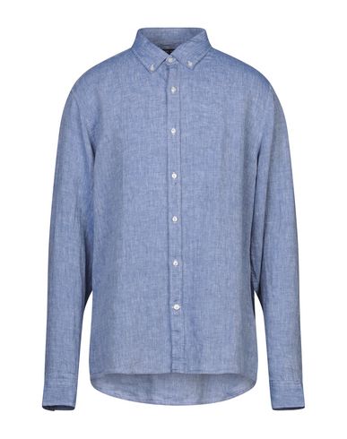 Michael Kors Mens Ls Crossdye Linen Man Shirt Blue Size Xl Flax