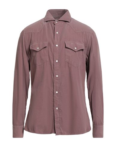 Brunello Cucinelli Man Shirt Antique Rose Size Xxl Cotton In Purple