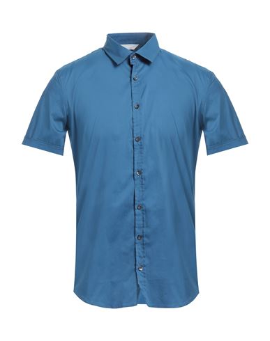 Sseinse Man Shirt Slate Blue Size L Cotton, Nylon, Elastane