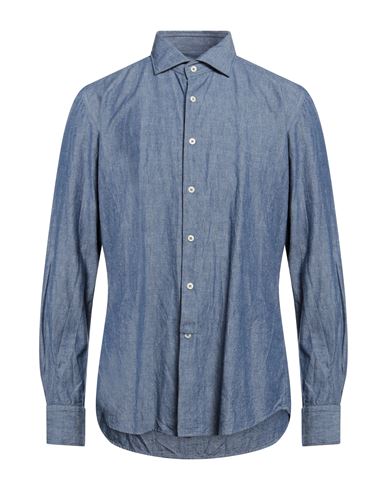 Glanshirt Man Shirt Slate Blue Size 17 Cotton
