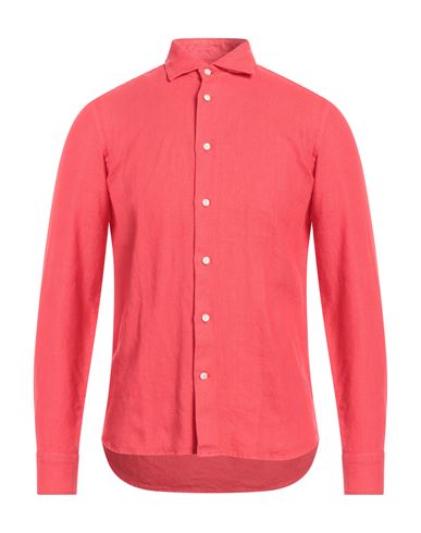 Drumohr Man Shirt Tomato Red Size S Linen