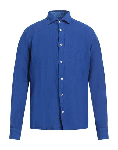 Shop Drumohr Man Shirt Bright Blue Size S Linen