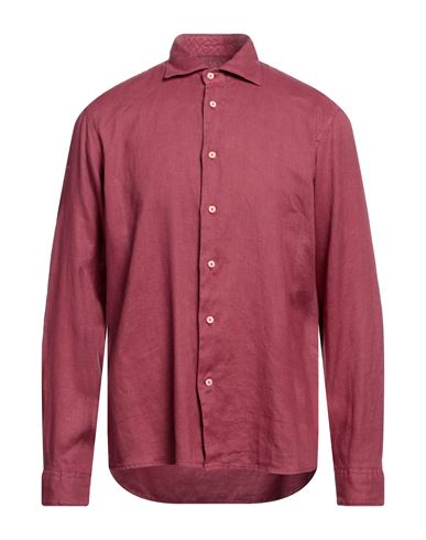 Drumohr Man Shirt Garnet Size M Linen In Red