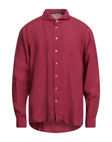 Gran Sasso Man Shirt Garnet Size 46 Linen In Red