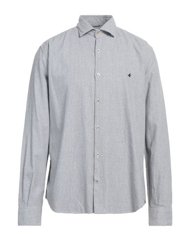 Man Shirt Light grey Size 15 Cotton