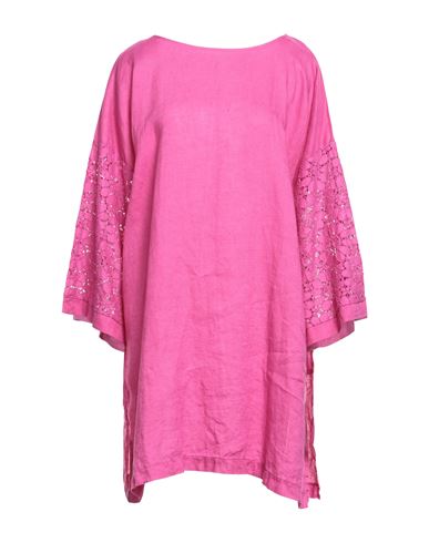 Woman Top Fuchsia Size 8 Linen, Rayon, Polyamide, Cotton