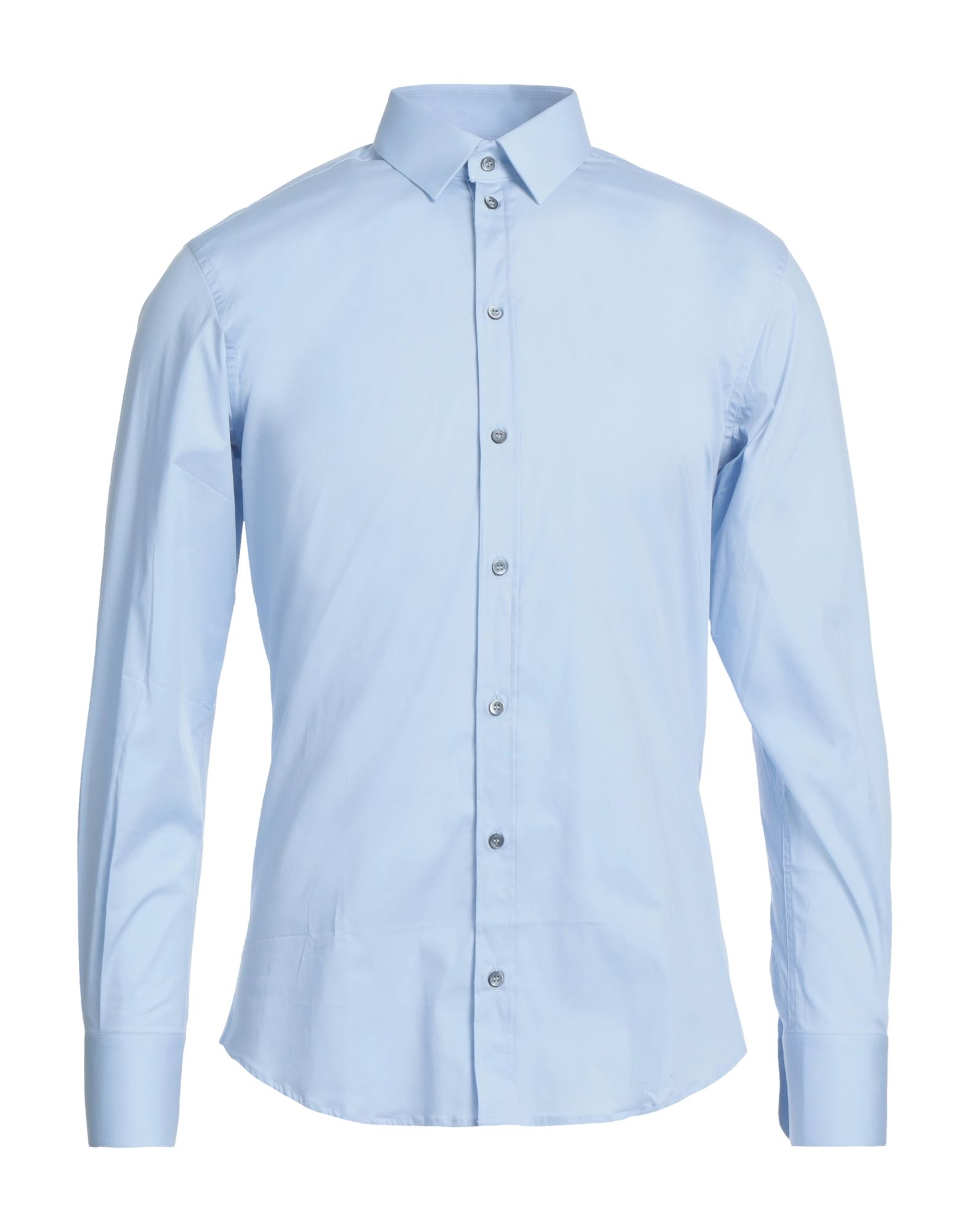 Dolce & Gabbana Long-sleeved Stretch Cotton Shirt In Sky Blue