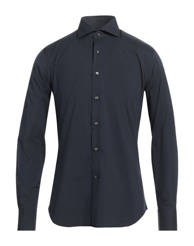 Alessandro Gherardi Man Shirt Navy Blue Size 15 ½ Cotton, Polyamide, Elastane