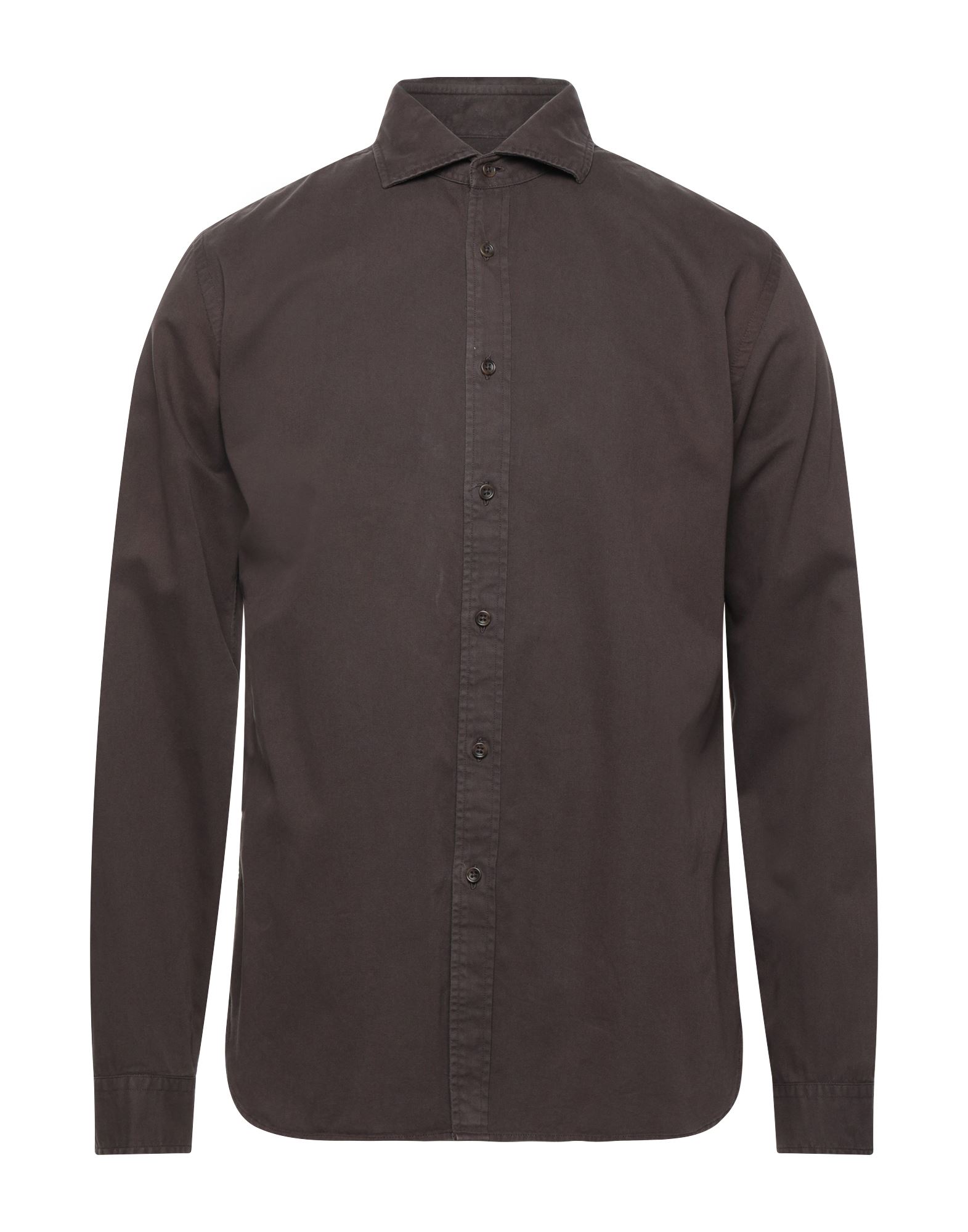 Shop Xacus Man Shirt Dark Brown Size M Cotton