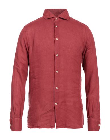 Glanshirt Man Shirt Burgundy Size 15 ½ Linen In Red
