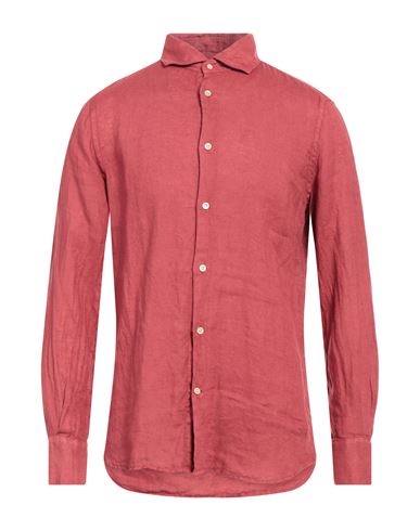 Glanshirt Man Shirt Brick Red Size 16 Linen