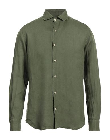 Shop Mc2 Saint Barth Man Shirt Military Green Size S Linen