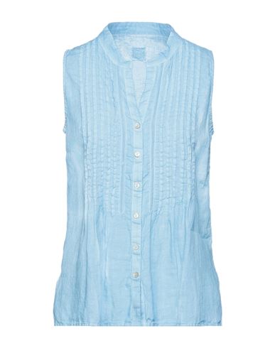 120% Woman Shirt Azure Size 2 Linen In Blue