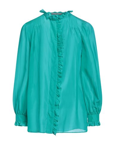 Alberta Ferretti Woman Shirt Turquoise Size 4 Silk, Polyamide In Blue