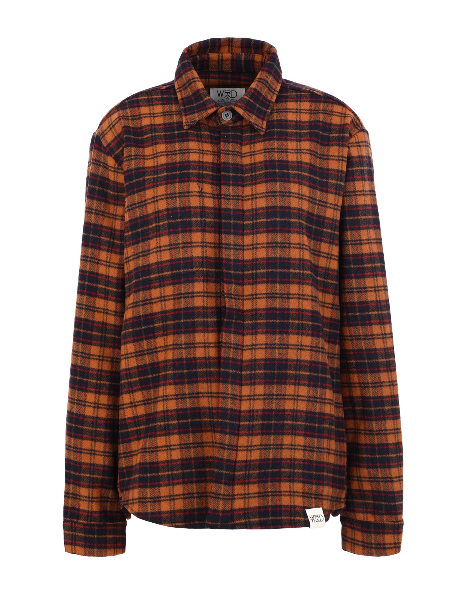 《セール開催中》WRÅD レディース シャツ 赤茶色 M/L リサイクルウール 62% / ナイロン 38% THE OVER SHIRT