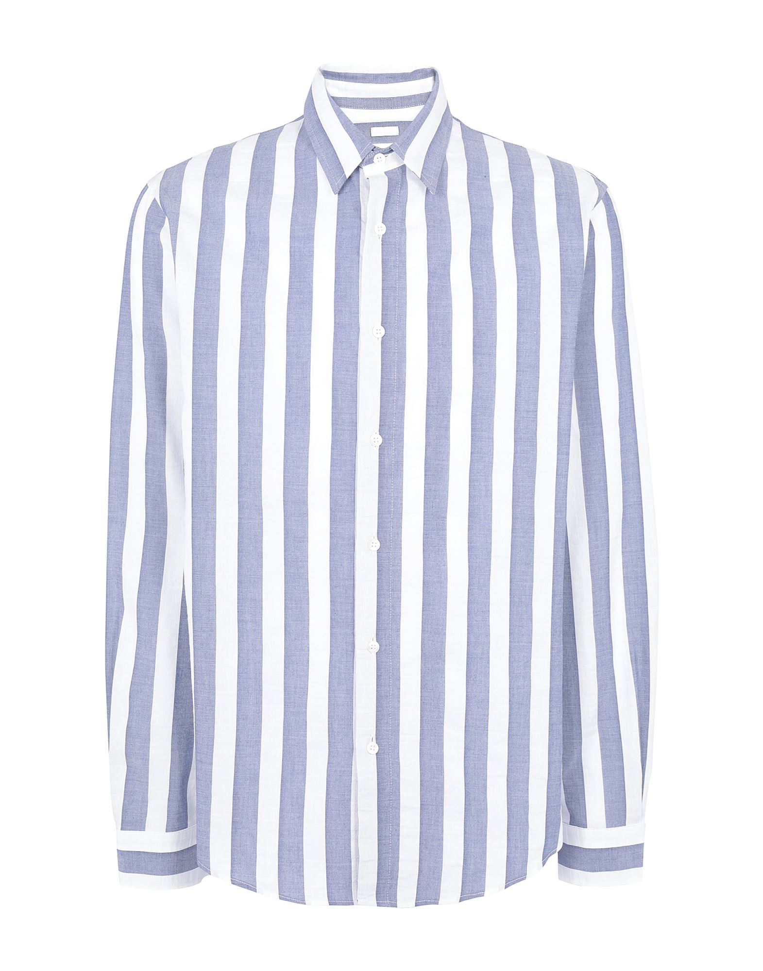 《セール開催中》8 by YOOX メンズ シャツ ホワイト M コットン 61% / リネン 29% / ナイロン 10% STRIPED COTTON BLEND REGULAR L/SLEEVE SHIRT