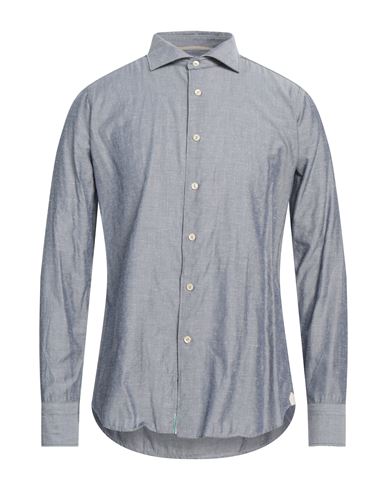 Tintoria Mattei 954 Man Shirt Slate Blue Size 15 Cotton