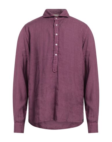 Shop Gran Sasso Man Shirt Mauve Size 48 Linen In Purple