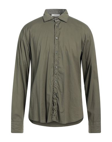 Alpha Studio Man Shirt Military Green Size 46 Cotton, Elastane