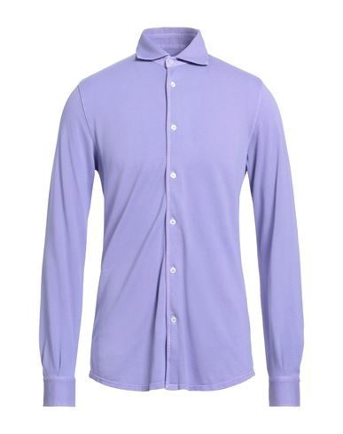 Fedeli Man Shirt Lilac Size 40 Cotton In Purple