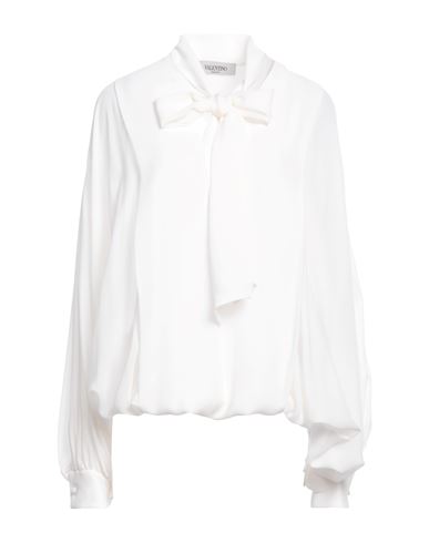 Shop Valentino Garavani Woman Top Cream Size 4 Silk In White