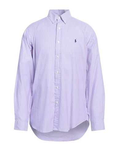 Polo Ralph Lauren Man Shirt Lilac Size L Cotton, Elastane In Purple