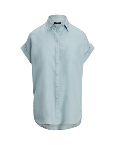Ralph Lauren Lauren  Woman Shirt Sky Blue Size L Linen In Animal Print
