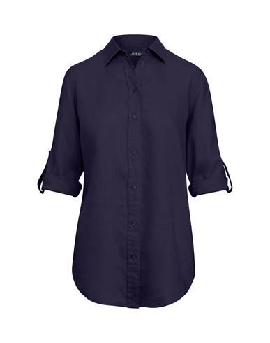 Lauren Ralph Lauren Woman Shirt Navy Blue Size Xl Linen