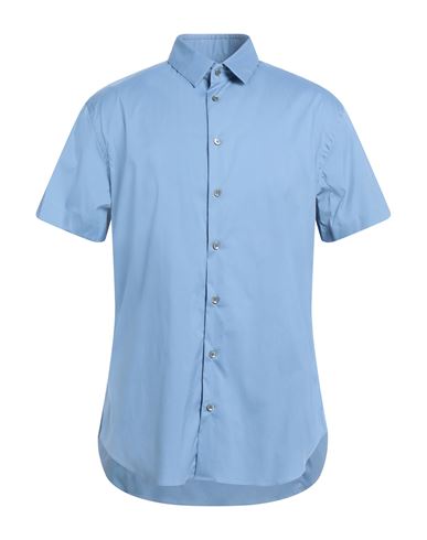 Giorgio Armani Man Shirt Light Blue Size 17 ½ Cotton, Polyamide, Elastane