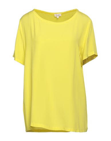 Her Shirt Her Dress Woman Blouse Light Yellow Size L Silk, Lycra