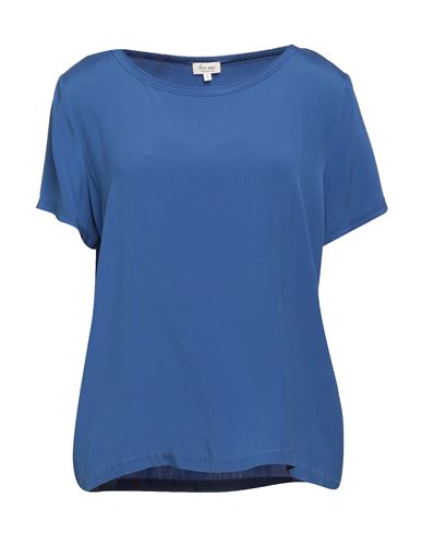 Her Shirt Her Dress Woman Top Bright Blue Size M Silk, Lycra