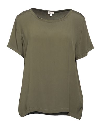 Her Shirt Her Dress Woman Blouse Military Green Size M Silk, Lycra