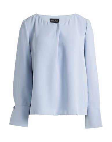 Giorgio Armani Woman Top Sky Blue Size 6 Polyester In Blue