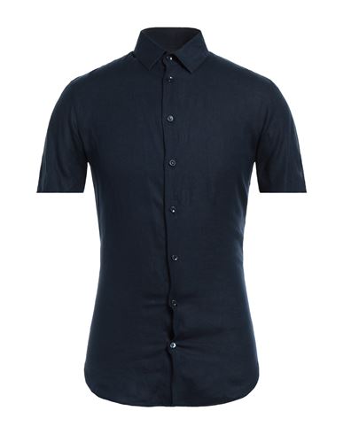 Giorgio Armani Man Shirt Midnight Blue Size 18 Linen