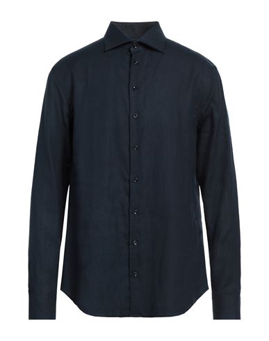 Giorgio Armani Man Shirt Navy Blue Size 18 Linen