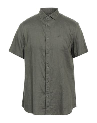 Armani Exchange Man Shirt Military Green Size Xs Linen