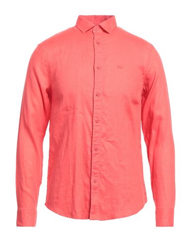 Armani Exchange Man Shirt Coral Size S Linen In Red