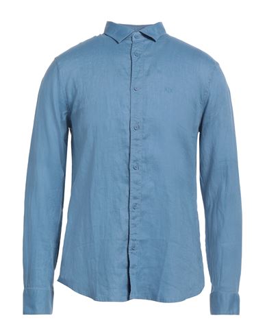 Armani Exchange Man Shirt Bright Blue Size Xxl Linen