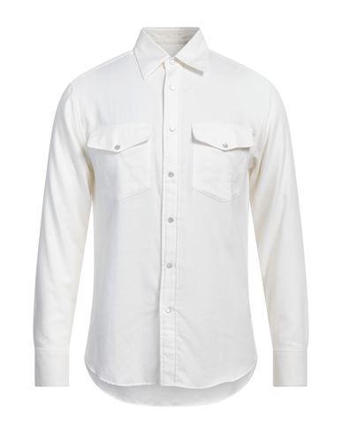 Dunhill Man Shirt Ivory Size S Cotton, Cashmere In White