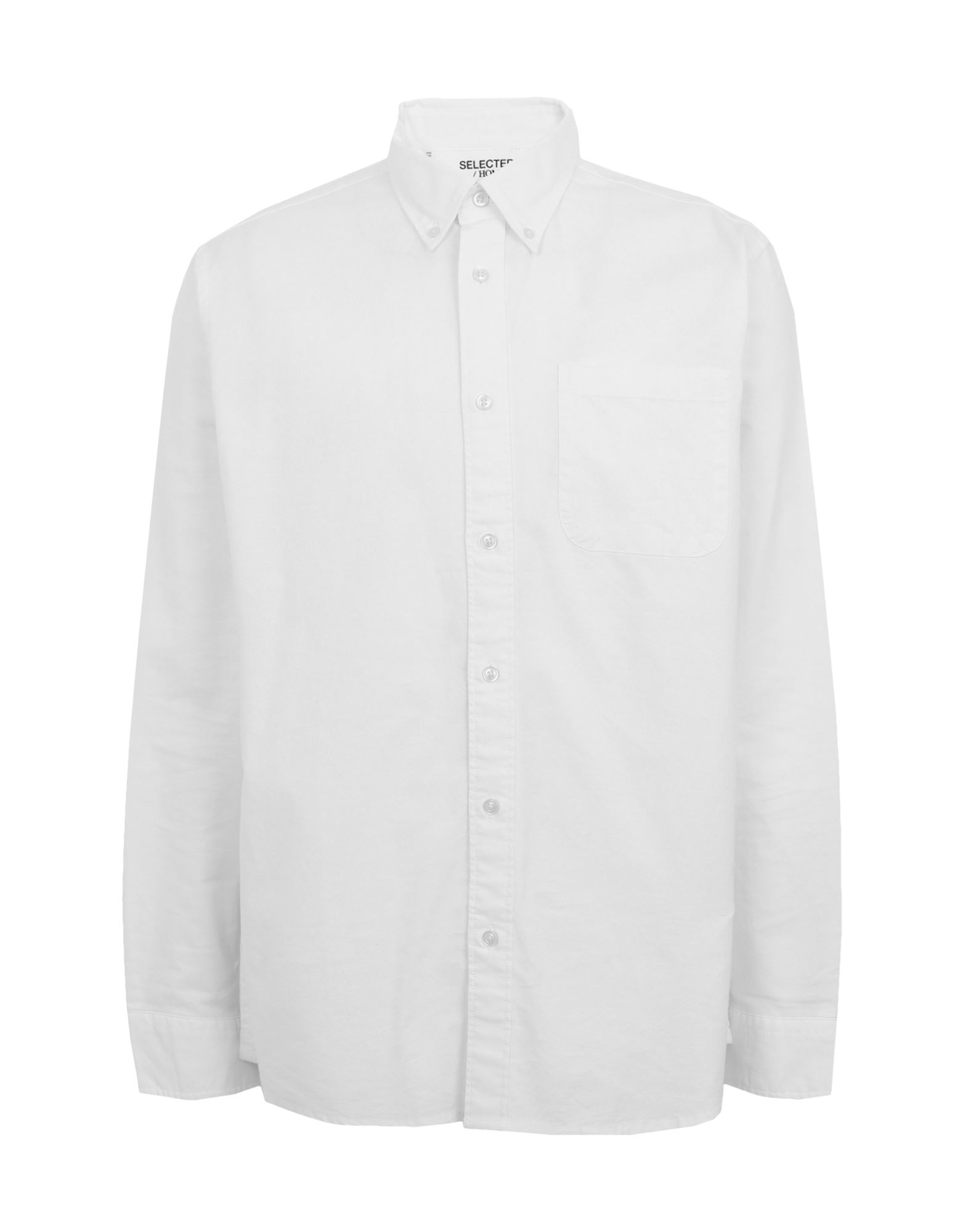 Shop Selected Homme Man Shirt White Size M Organic Cotton, Elastane