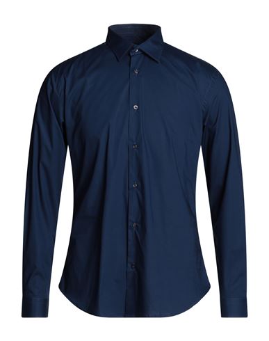 Liu •jo Man Man Shirt Midnight Blue Size 17 Cotton, Elastane